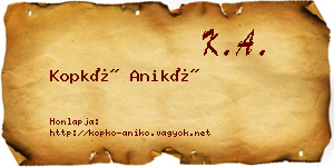 Kopkó Anikó névjegykártya